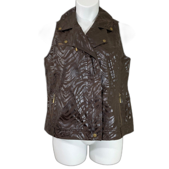 Zenergy Chicos Animal Print Moto Vest women’s Sz. 2 (US L ) Brown - Picture 1 of 8